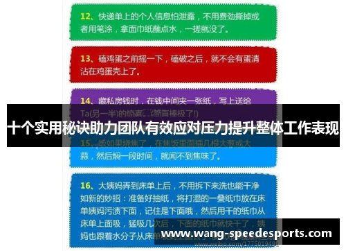 十个实用秘诀助力团队有效应对压力提升整体工作表现